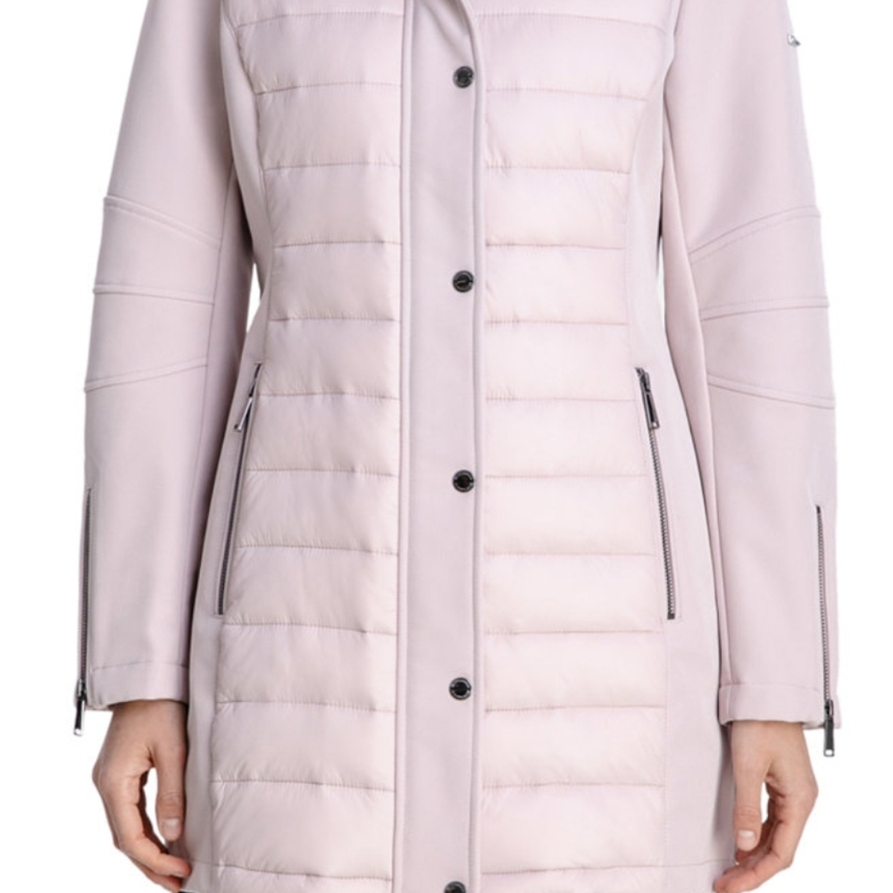 BCBGMaxAzria- Women's Light Pink Quilted Coat Small